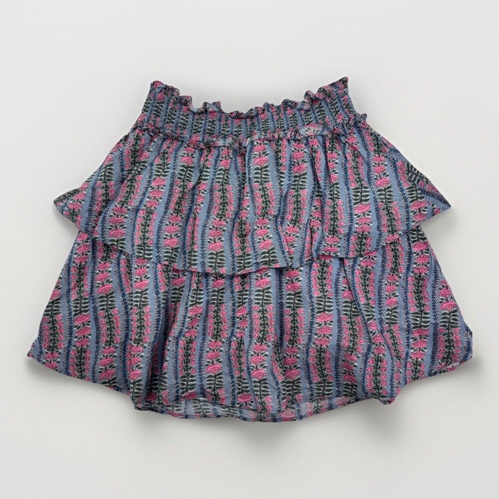Marea Skirt Womens Size Large Tiered Pink Blue Floral Mini NWOT Cotton